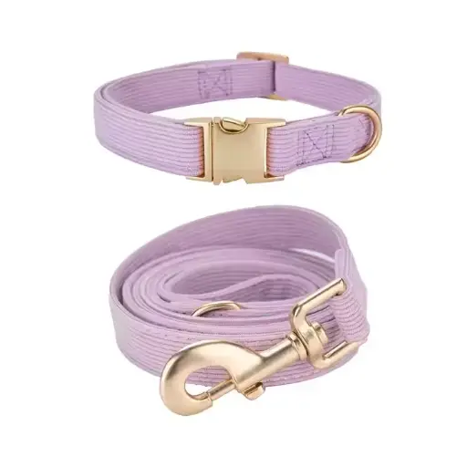 Dog Collar And Lead Top Quality Solid Color Adjustable Dog Collars with Metal Buckle Lead For Large Dogs
