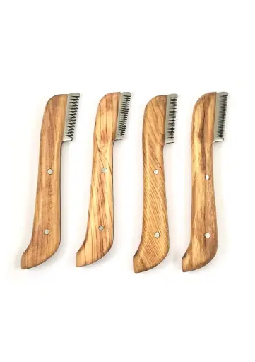 4 pcs Wholesale Customized Striping Knives with Wooden Handle Professional Pet Grooming Products